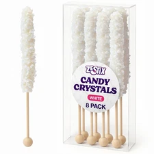 White Rock Candy Sticks – Tropical Flavor – 8 Count – Individually Wrapped –...