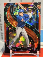 Evan Carter 2025 Panini Select Premier Red Cracked Ice #116 Rangers 154/199