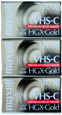 Maxell VHS-C TC30 HGX Gold Premium Camcorder Tapes Set of 3 Sealed