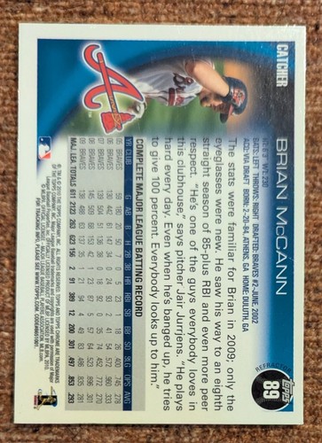 Topps Chrome Refractor Brian McCann #89 Braves 2010 casi nuevo/como nuevo - Imagen 2 de 2