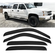 4pcs Acrylic Smoke Tinted Tape-On Window Deflectors Crew Cab for GMC Chevy
