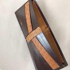 Vintage Rumpp - Ostrich on Cowhide - Slim Men's Wallet, Brown Leather 1950s/60s