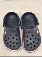 Jibbitz by Crocs Clogs For Kids Size C5 Navy with Red  White Stripe Slip-On