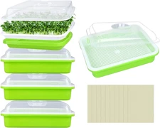 5 Pack Seed Sprouter Trays with Lids- Soil-Free Cultivation Germination Tray, BP