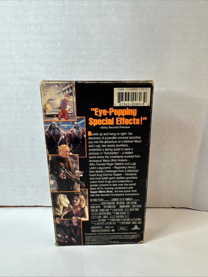 Super Mario Bros Movie VHS 1993 Live Action Nintendo Bob Hoskins Tested Rare - Image 4 of 4