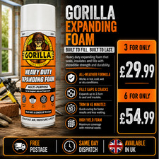 Gorilla Heavy Duty Expanding Foam Grey Finish Outdoor & Indoor Use 353ml gw6.25