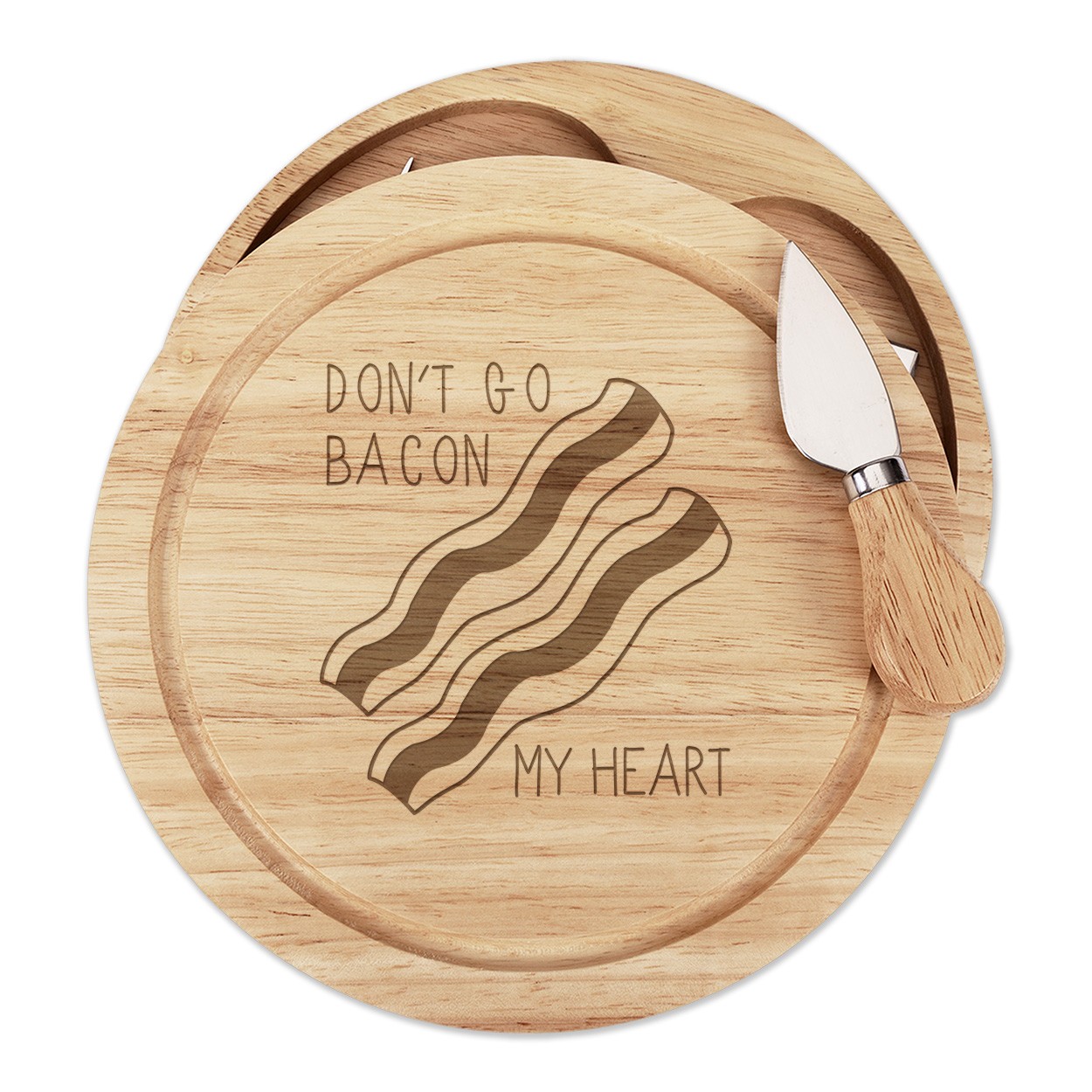 Don't Go Bacon My Heart Cheese Board Knife Set Valentines Day