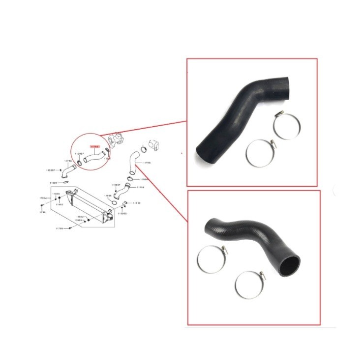 FOR MITSUBISHI L200 PICK UP KL1T 2.4D AIR INTAKE TURBO INTERCOOLER HOSES (2) 15+