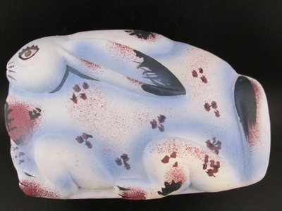 Pfaltzgraff Pistoulet Blue Bunny Rabbit Easter Painted Storage Box Jane Kolpen