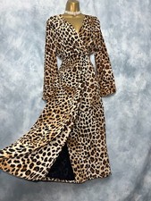 New ZARA Midi Dress Size M UK 10 Calf Length Flare Flowy Chiffon Animal Print