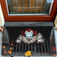 Halloween Fu&szlig;matte Horror Clown Kanaldeckel Design &ndash; Rutschfeste Eingangsmatte