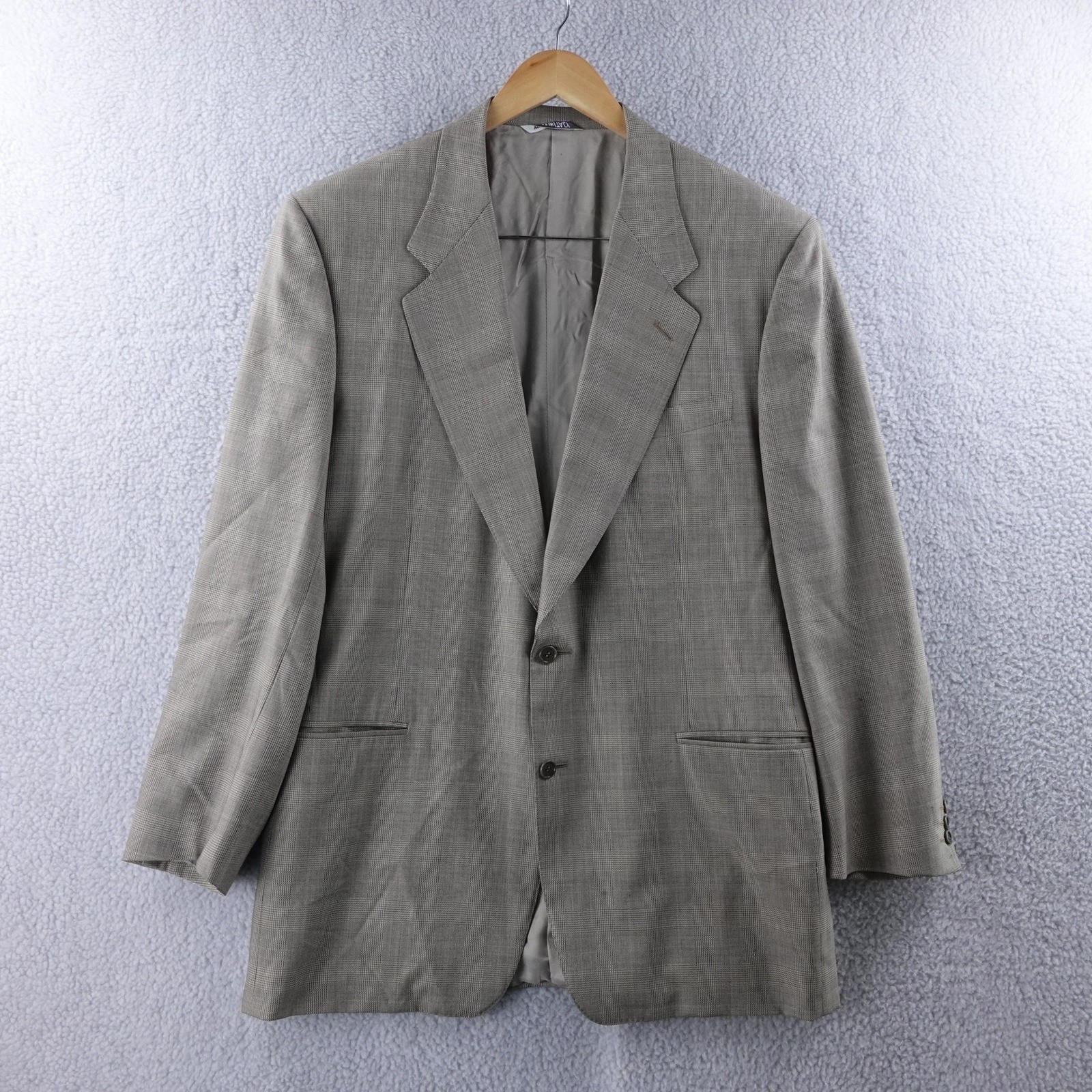 CANALI MILANO Wool Blazer Jacket Men 56 L Light Brown Plaid Made in Italy