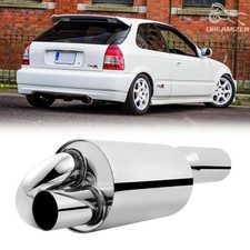 Jdm Twin Loop Exhaust Muffler 2.5 Inlet 4.0 Tip Chrome For Honda Civic Type R