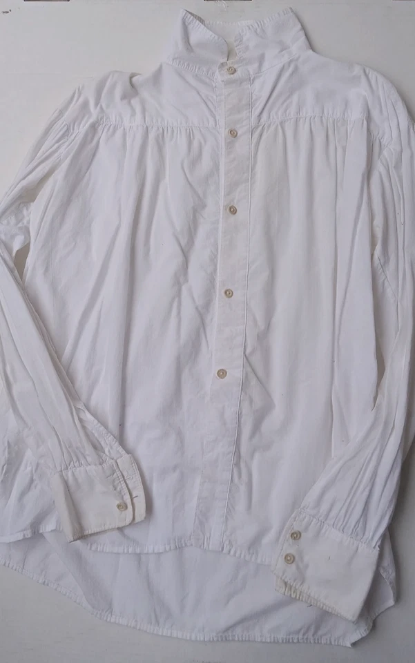 Handmade Vintage White Shirt with Burgundy Cravat Tie & Suspenders - Image 3 of 3