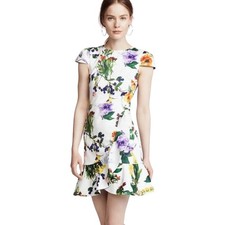 Alice + Olivia Dress White Kirby Wildflower Floral Ruffle Mini Cap Sleeve Garden