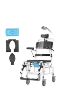 VEVOR Shower Wheelchair, 17.5in Width Aluminum Alloy With Commode 