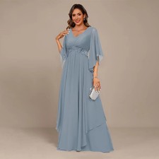 Chiffon Mother of The Bride Dresses Lace Applique Wedding Guest Party Dresses  