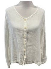 FLAX Lightweight Linen Button Front Cardigan Size Medium