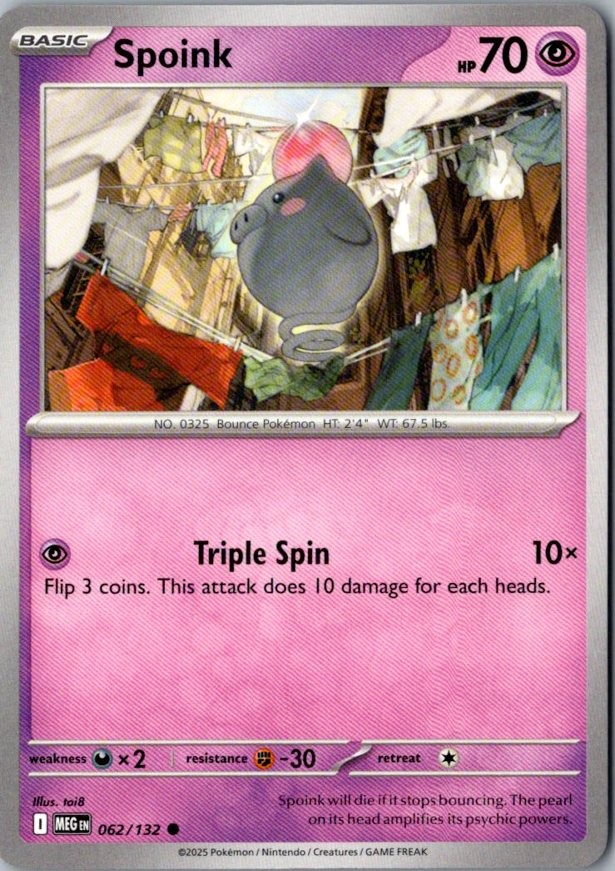 Spoink 062/132 Common ME01: Mega Evolution NM
