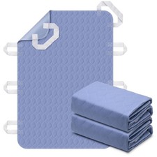 2 PCS Positioning Bed Pad 8 Handle Washable Incontinence Blue 36x52 Inch