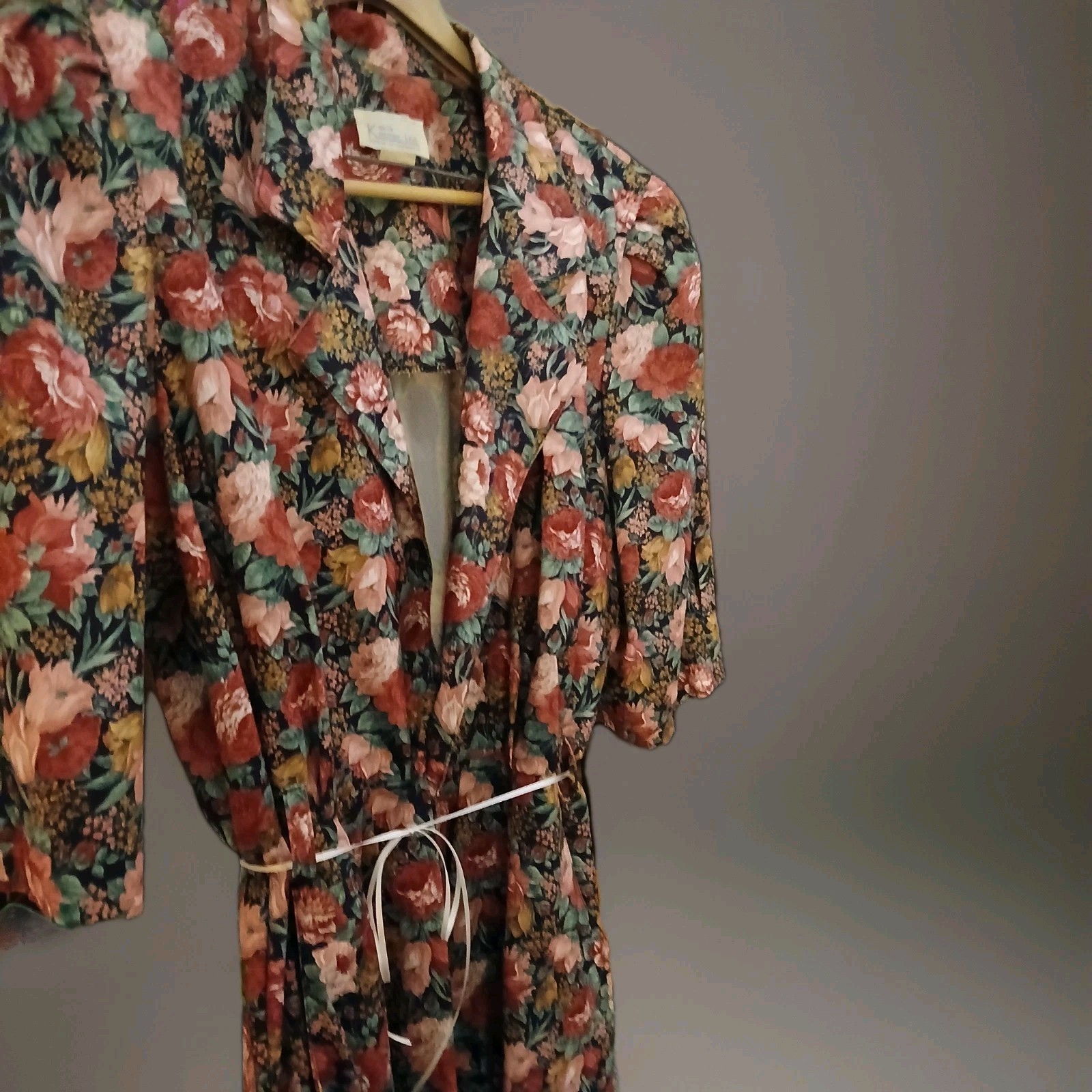 Vtg Dress Cottage Core Romantic Floral Sz M/L Floral Poofy Sleeve Garden Party