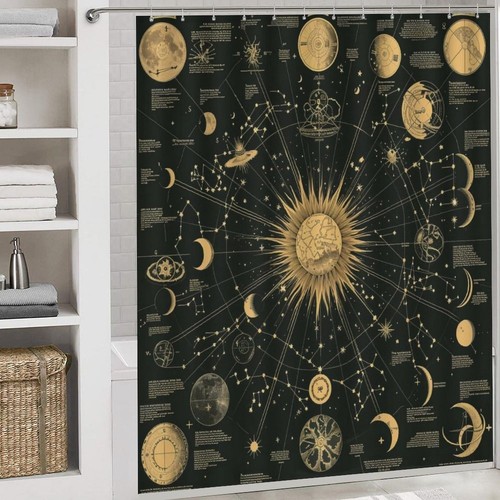 4Pcs Astrology Constellation Shower Curtain Sets with Rugs, Toilet Lid Cover ... - Picture 5 of 8