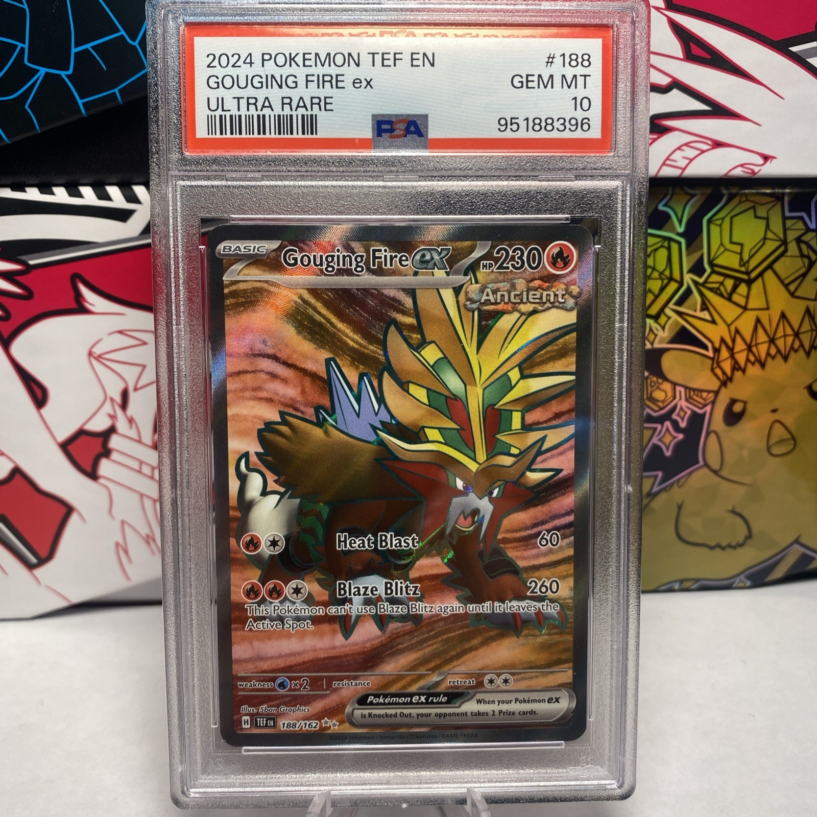 2024 POKEMON TEF EN-TEMPORAL FORCES ULTRA RARE #188 GOUGING FIRE EX PSA 10