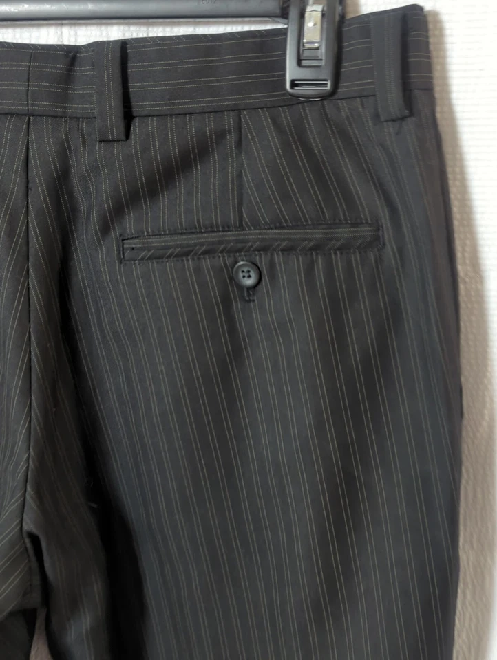 Women's Kenneth Cole Reaction Black Pinstripe Dress Pants w/ Belt Loops - 32/30 - Image 3 of 4