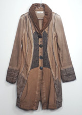 Elisa Cavaletti Distressed Cream Beige Lagenlook Jacket Coat Uk Medium 10-12