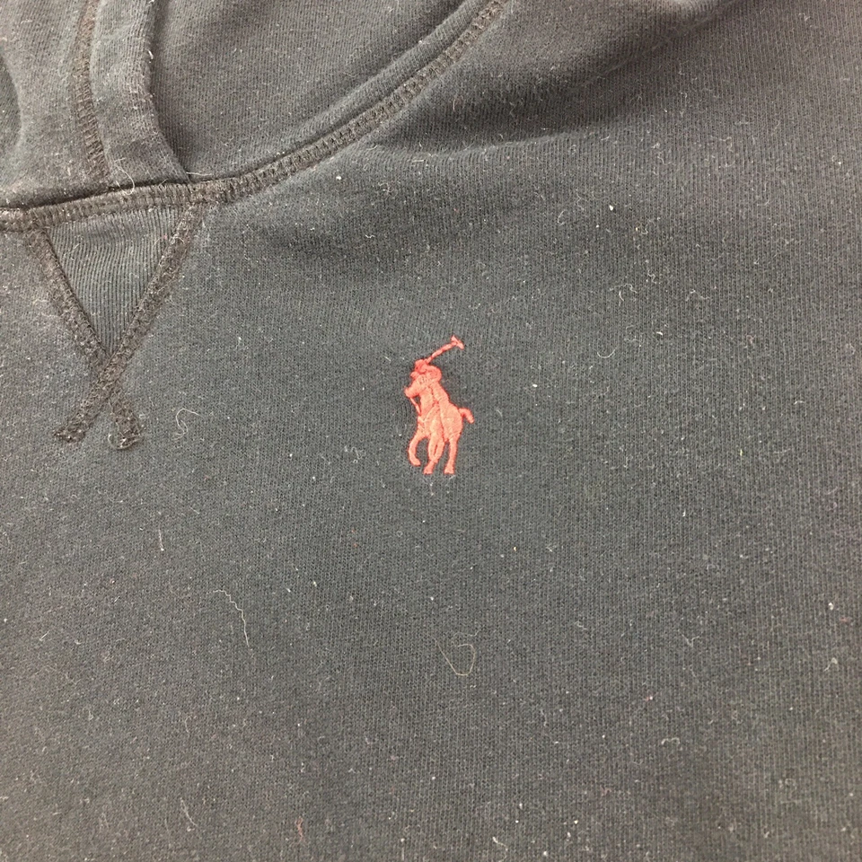 Ralph Lauren Sudadera con Capucha Niñas Jóvenes Grande Negro Bordado Rojo Poni   Foto 3 de 4