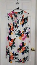 New Old Navy Dress Lined White Floral  Sleeveless Midi Shift XXL Beachy Vacation