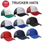 Trucker Caps Curved Peak Plastic Strap mesh Black Navy Red Royal Blue
