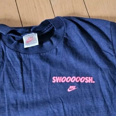 Vintage 80s 90s Nike SWOOSH Spellout Logo T-Shirt XL Single