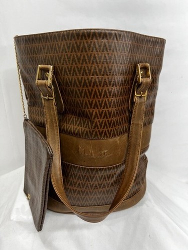 Authentic Mario Valentino Shoulder Bucket Brown PVC Leather Made In Italy(V35) - Picture 8 of 8