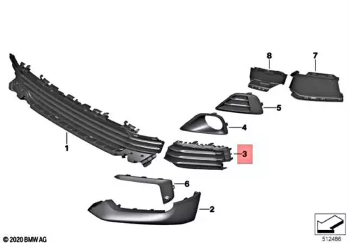 NEW BMW X2 F39 FRONT RIGHT BUMPER GRILLE 51117429016 7429016 ORIGINAL - Picture 1 of 1