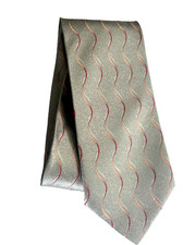 Steven Land Men's tie 100 Silk Greenish Grey  Rose Gold waves Solid 58"x3 3/4"