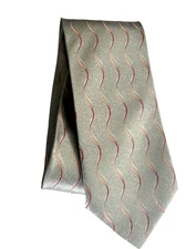 Steven Land Men's tie 100% Silk Greenish Grey & Rose Gold waves Solid 58"x3 3/4"
