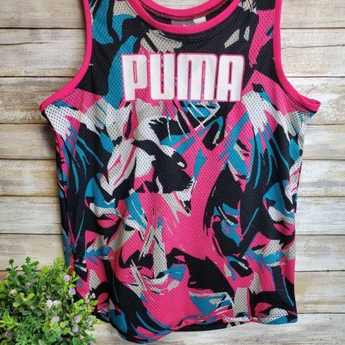 Puma Big Girls Mesh Printed Tank Top - Picture 2 of 3