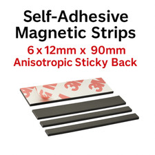 Self-Adhesive Magnetic Strips 6 x 12mm x 90mm Anisotropic Sticky Back Tape DIY