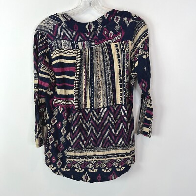 【U LAN】Lucky Racing V-neck Mash Short Sleeve Lucky Brand Sz Medium V Neck High Low Hem 3/4 Sleeve Top