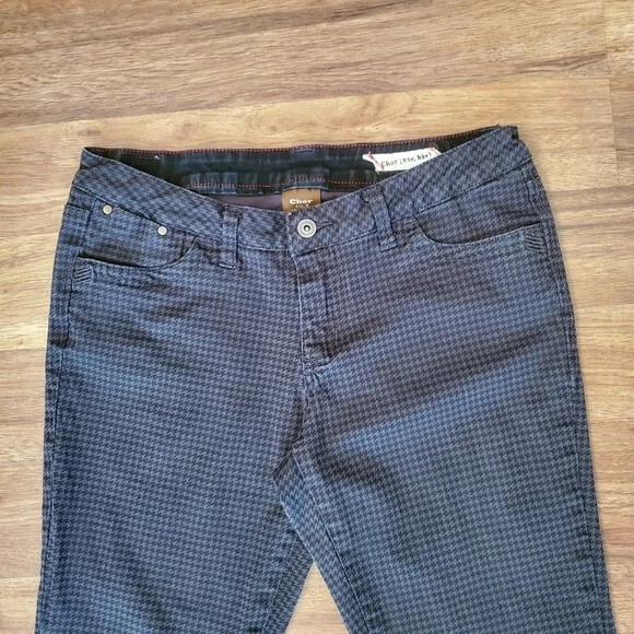 Pantalones de mezclilla Chor Houndstooth ajustados rectos para junior 9 grises y negros tiro bajo Foto 2 de 4