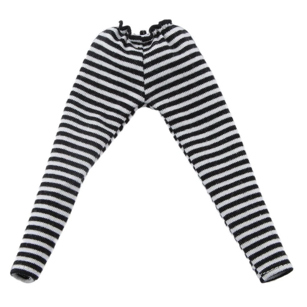 1 6 Pantaloni Collant Con Leggings A Righe Bianche E Nere Per Vestiti Per