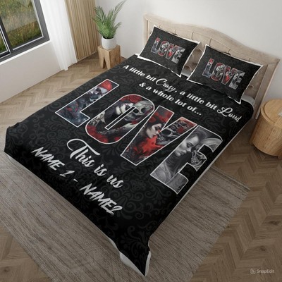 Personalized Couple Skull Love Bedding Set, Skeleton Couple Soft Bedding Set