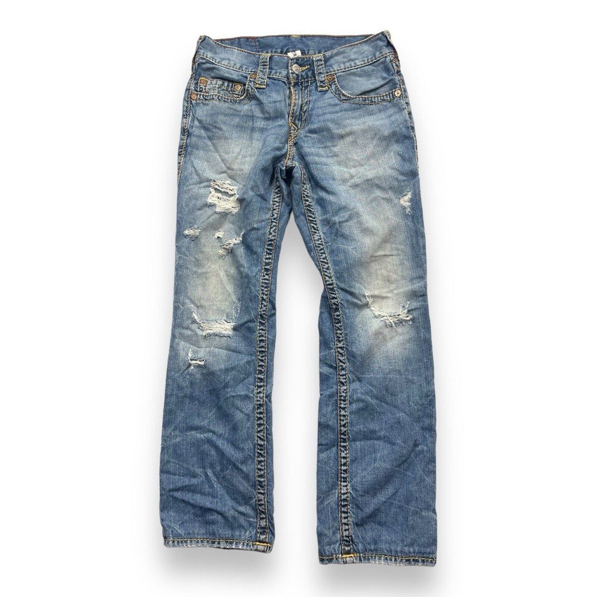 Vintage Y2K True Religion Jeans Straight Thick Contrast Stitching