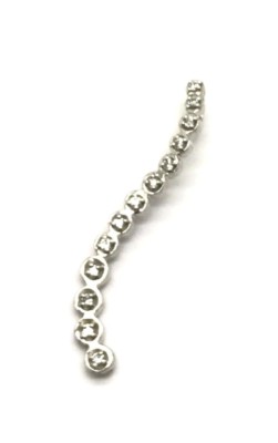 Sterling Silver 925 Long Descending Dotted - Round CZ Accent  Swirl Wave Pendant
