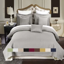 Checkered Style Soft and Plush Coverlet 2-3PC Set Bedspread Extra Soft Bed Cover