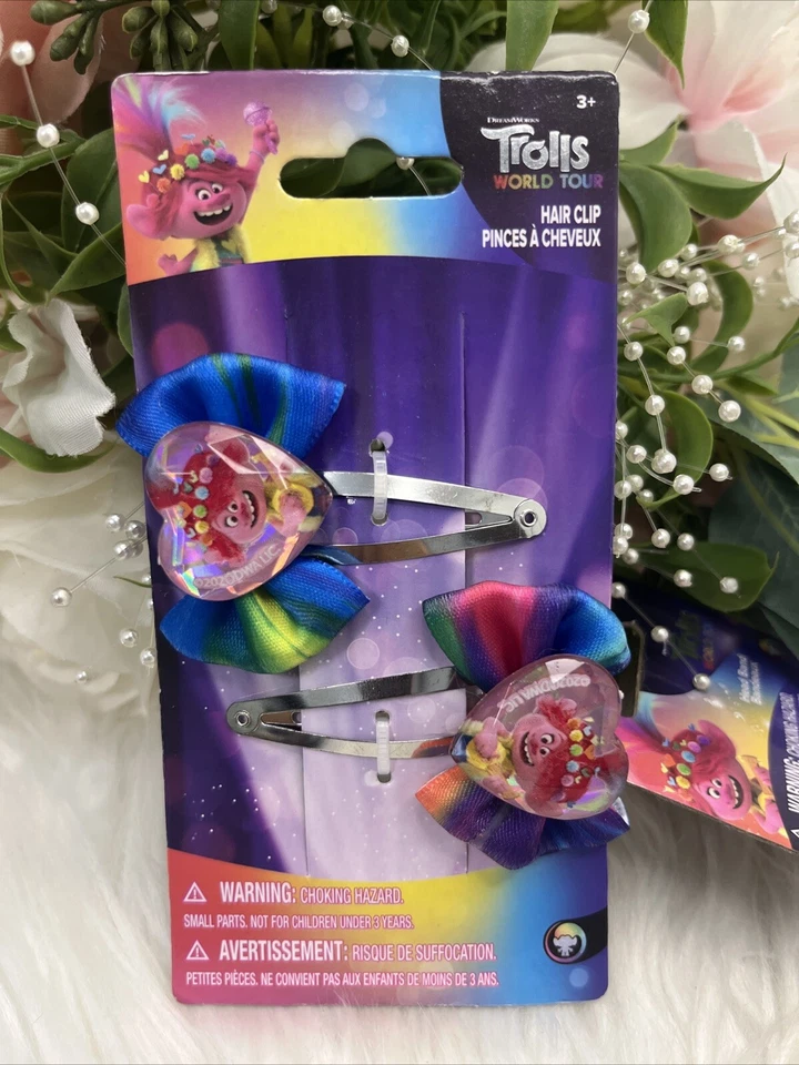 Trolls World Tour Girls Hair Clips And Head Band Set Pink Blue Purple Barrette - Image 3 of 4