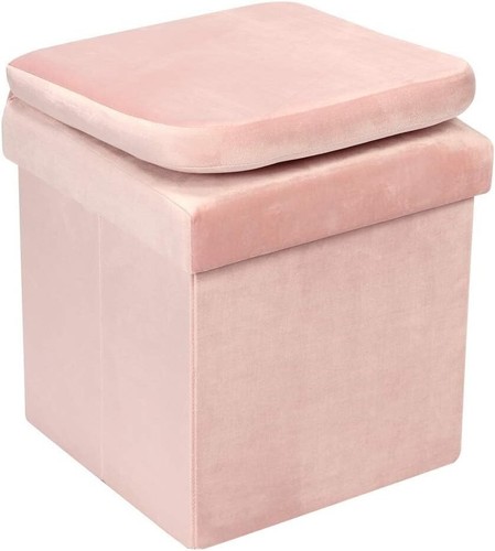 Comfortable Velvet Storage Seat - 46L Capacity Folding Ottoman for Living Room - Picture 6 of 9