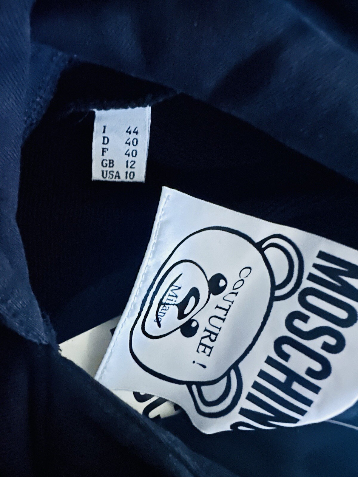 Moschino Couture Black Hoodie Jumper Sweater Cotton Bear Italy Size IT 44 M 10🦨