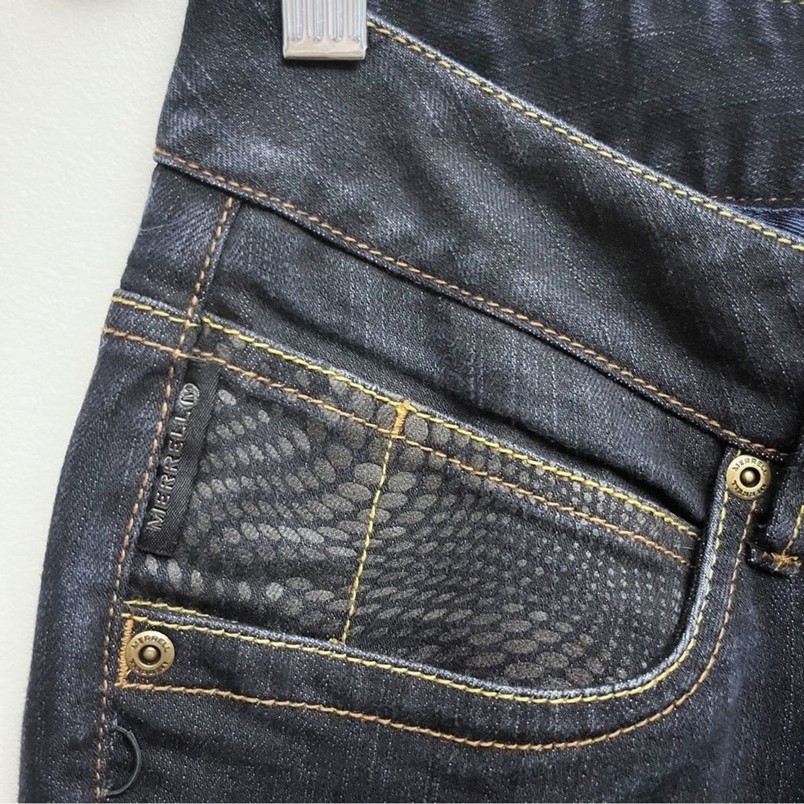 Jeans Merrell donna 8 denim scuro lavaggio vita media gamba dritta utility